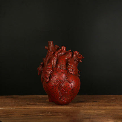 Vase Flower Vases Heart Shaped Decor Resin Flower Pot Modern Unique Nordic Art Style Decorative Vase for Home Wedding Gift Desktop Living Room Decoration - Red