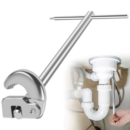 11.7" Basin Wrench, Sink Wrench, Adjustable Tap Nut Spanner Basin Spanner, Capacity of 3/8" to 1-1/4" for Fixing Back and Union Nuts Under Sink