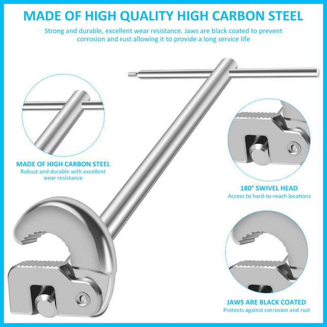 11.7 Basin Wrench Sink Wrench Adjustable Tap Nut Spanner Basin Spanner Capacity of 3/8 to 1-1/4 for Fixing – product detail