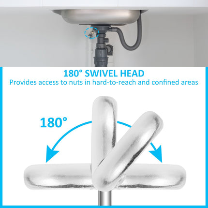 11.7" Basin Wrench, Sink Wrench, Adjustable Tap Nut Spanner Basin Spanner, Capacity of 3/8" to 1-1/4" for Fixing Back and Union Nuts Under Sink
