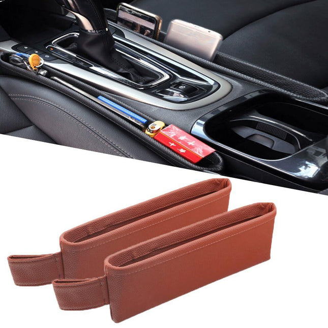 Car Seat Pockets PU Leather Car Console Side Organizer Seat Catcher Holders Compatible with Phone Key