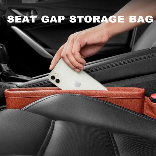 Car Seat Pockets PU Leather Car Console Side Organizer Seat Catcher Holders Compatible with Phone Key – product detail
