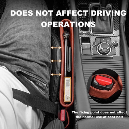 Car Seat Pockets PU Leather Car Console Side Organizer Seat Catcher Holders Compatible with Phone Key Wallet Phone Sunglasses 2 Pack (Brown)