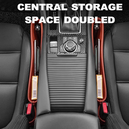 Car Seat Pockets PU Leather Car Console Side Organizer Seat Catcher Holders Compatible with Phone Key Wallet Phone Sunglasses 2 Pack (Brown)