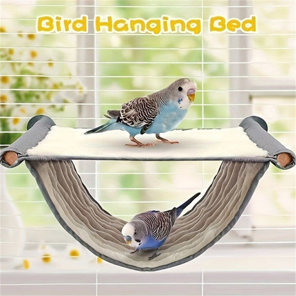 Large White Hanging Hamster and Parrot Bed, Warm Breathable Soft Pet Hanging Bed, Detachable Cat Cradle for Small Animals in Cage and Window Use（L）