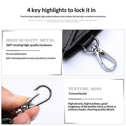 2 pack Compact Leather Car Key Case, Key Holder Key Organizer Wallet, with Card Holder Lightweight Organizer Keychain Black Wallet for Men & Women(Black)