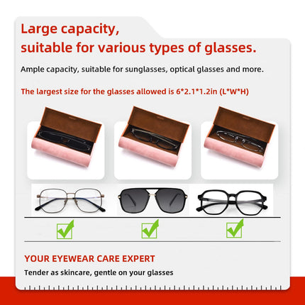 Glasses Case for 2 Storage Portable Compact Slim Two-Piece Soft Case Hard Case, Sunglasses Box Large Capacity Eyeglasses Holder Women