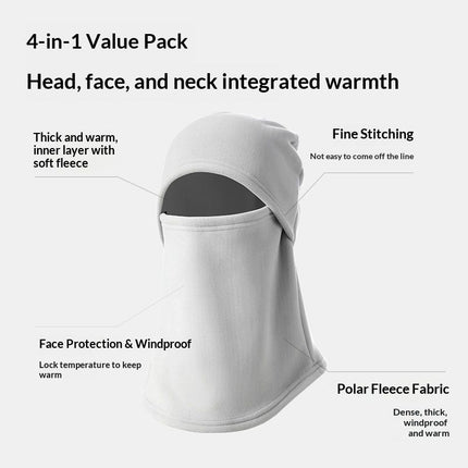 Cold Weather Ski Mask for Men Windproof Thermal Winter Scarf Mask Women Neck Warmer Hood for Cycling（Milk white gray）
