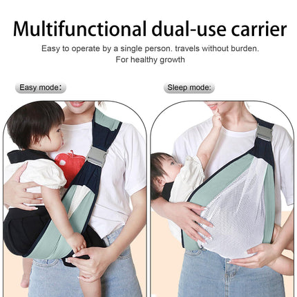 Baby Sling Carrier, Adjustable Half Wrapped Sling Hip Carrier - Lightweight Breathable Mesh Fabric for Newborn (Green)