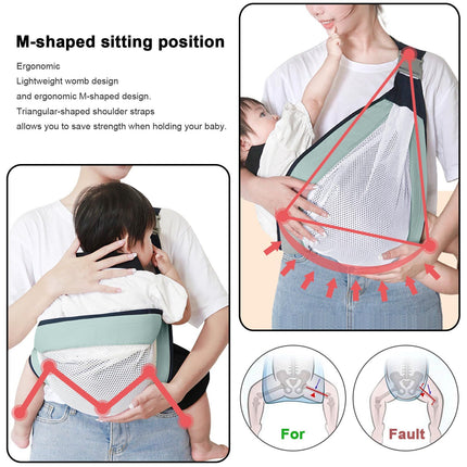 Baby Sling Carrier, Adjustable Half Wrapped Sling Hip Carrier - Lightweight Breathable Mesh Fabric for Newborn (Green)