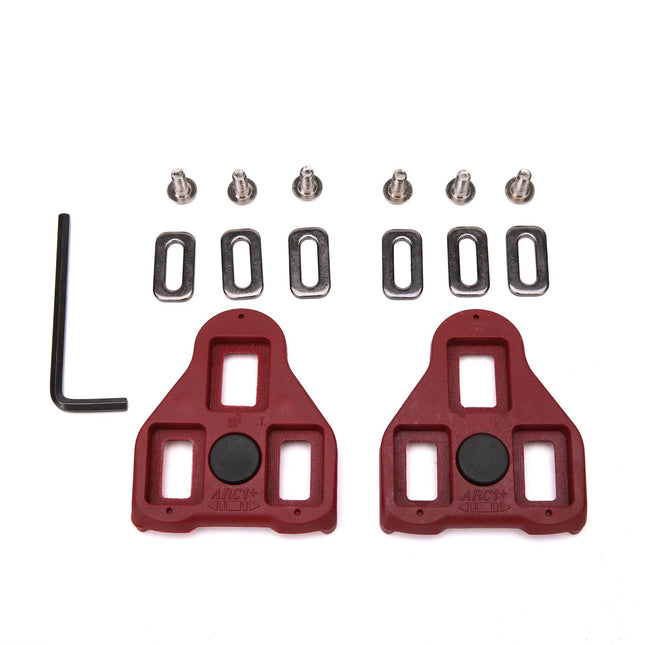 Bike Cleats (Pair) Replacement 3Cleat Set for 3 Bolt Bicycle Pedals Durable Red Cleats for Road and Indoor