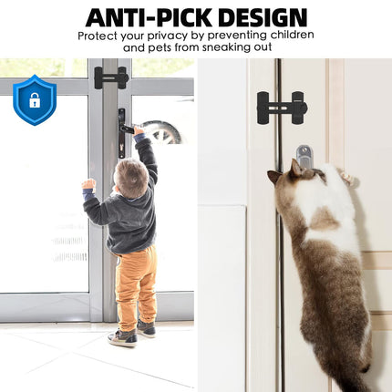 2 pack 180 Degree Flip Sliding Barn Door Lock for Privacy - Safe barn Door Locks and latches for Barn Door, Pet Door, Bathroom, Outdoor, Garage, Window, Sliding Door