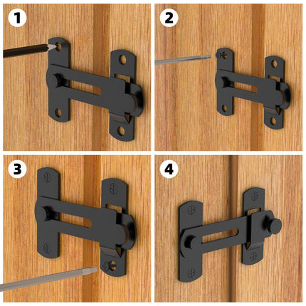 2 pack 180 Degree Flip Sliding Barn Door Lock for Privacy - Safe barn Door Locks and latches for Barn Door, Pet Door, Bathroom, Outdoor, Garage, Window, Sliding Door