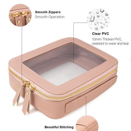 2pcs Travel Clear Makeup Bag Set, Cosmetic Bag Case with Zipper Portable Makeup Pouch Toiletry Bag Women Traveling Cosmetic Organizer Storage Bag Car Organizer Car Essentials for Women