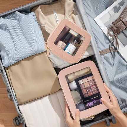 2pcs Travel Clear Makeup Bag Set, Cosmetic Bag Case with Zipper Portable Makeup Pouch Toiletry Bag Women Traveling Cosmetic Organizer Storage Bag Car Organizer Car Essentials for Women