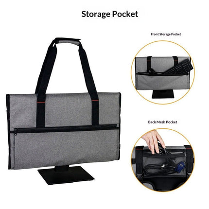 Travel Carrying Case for 27" LCD Screens and Monitors, With Padded Velvet Lining, Protective Monitor Bag Compatible With 27" and Accessories, Grey