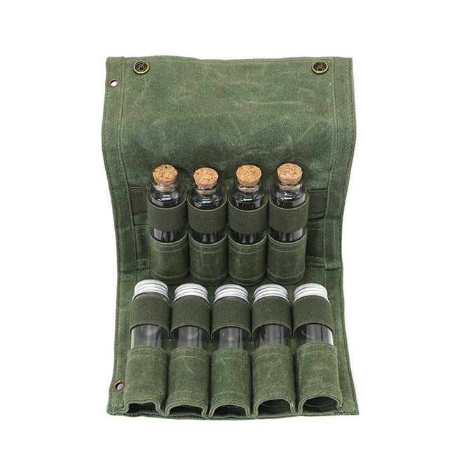 Camping Spice kit with 9 spice Jar Canvas Travel Seasoning container portable spice bag for travel
