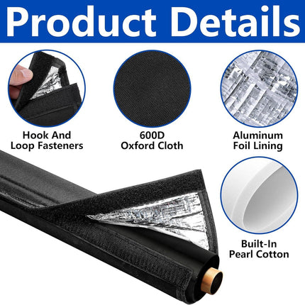3 Layers HVAC Copper Pipe Insulation Cover,72x10.2 Inch 600D Oxford AC Pipe Insulation Covers for Outside,Flexible Copper Line Insulation Sleeve for Central Air Conditioning Mini Splits