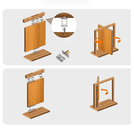 Heavy Duty Pivot Hinge for Wood Door - Stainless Steel Hidden Door Hinge for Secret Door, with 360 Degree Rotation, Invisible Pivot Door Hardware for Bookshelf.