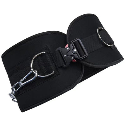 Pull-up Belt Weighted Dip Belt with Chain Double D-ring Weightlifting Back Support Strap Home Gym Equipment Waist Belt
