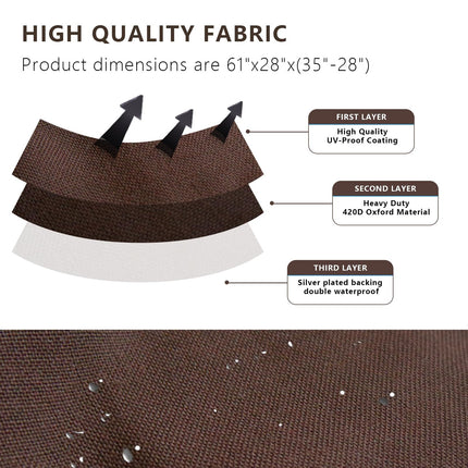 Porch Swing Cover, 56x32x25 Inches, Outdoor Swing Cover Waterproof for Patio Garden Furniture, Patio Swing Cover All Weather Protection ( Beige +brown)