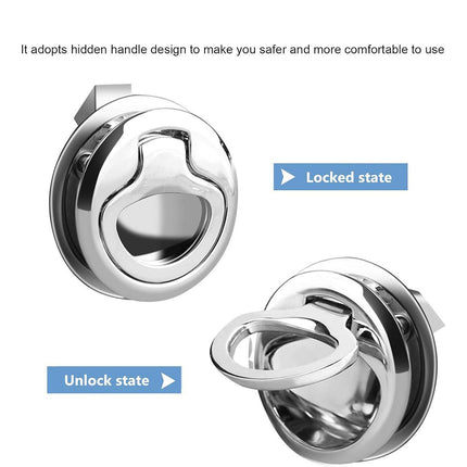 Flush Pull Slam Latch Stainless Steel Round Pull Latch for RV Boat Deck Hatch Door Cabinet Hardware Door Locking Style (B)2pcs