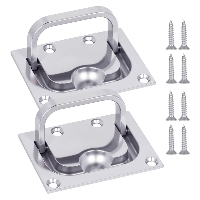 316 Stainless Steel Hatch Pull Flush Lift Boat Ring Hatches Pull Handle with Mount Screws V1192-AZ-W-0909
