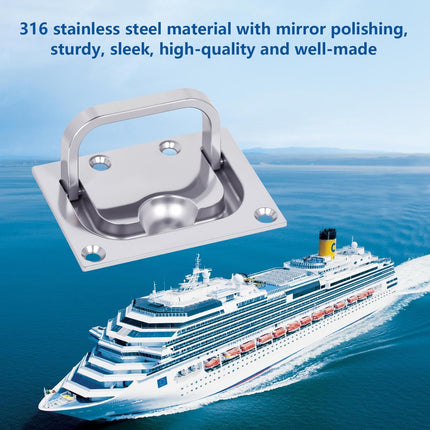 316 Stainless Steel Hatch Pull Flush Lift Boat Ring Hatches Pull Handle with Mount Screws for Boat Deck Hatch Handle and Home Furniture Recessed Handle etc