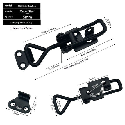 4PCS Toggle Latch Clamp 397 lbs Adjustable Toggle Latch Black Toggle Clamp Lockable Quick Release Pull Latch  Metal Draw Latch for Door, Box Case Trunk, Smoker Door, Jig