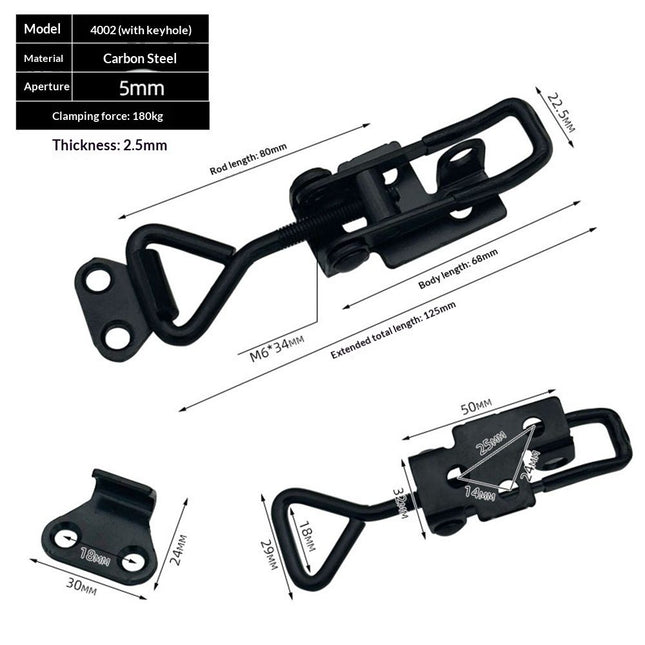 4PCS Toggle Latch Clamp 397 lbs Adjustable Toggle Latch Black Toggle Clamp Lockable Quick Release