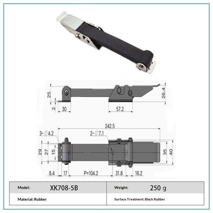 2 PCS Heavy Duty Premium SUS304 Stainless Steel Rubber Flexible Black Draw Latches Buckle (Style 3)
