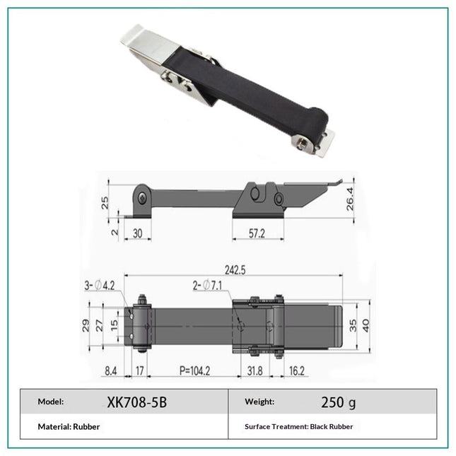 2 PCS Heavy Duty Premium SUS304 Stainless Steel Rubber Flexible Black Draw Latches Buckle (Style 3)