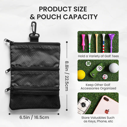 Golf Tee Bag - Store Your tees, Golf Balls, scorecard, and Pencil. Great Gift for Golfers! 2pcs（Only a single storage bag）