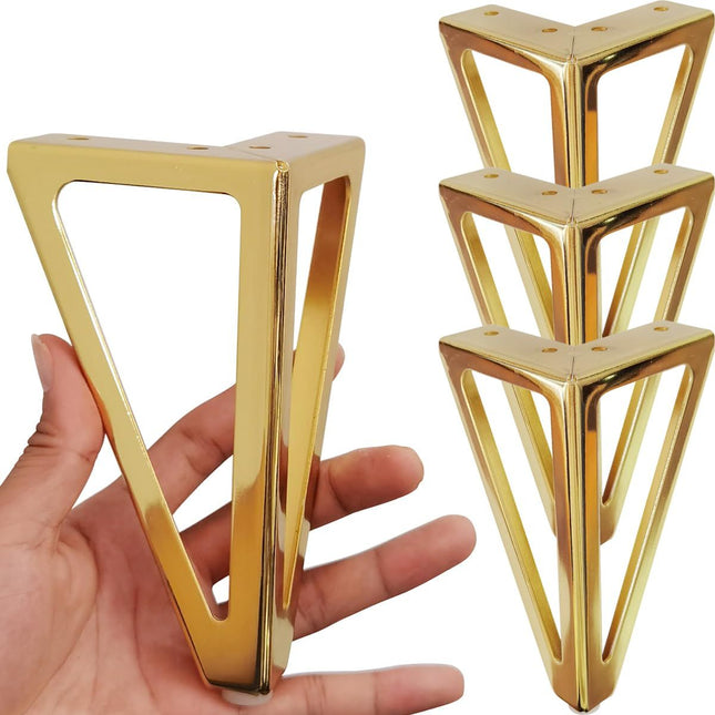 6 Inch Gold Furniture Legs Heavy Duty Metal Furniture Feet Golden Sofa/Cabinet/Table Legs 4Pcs 6