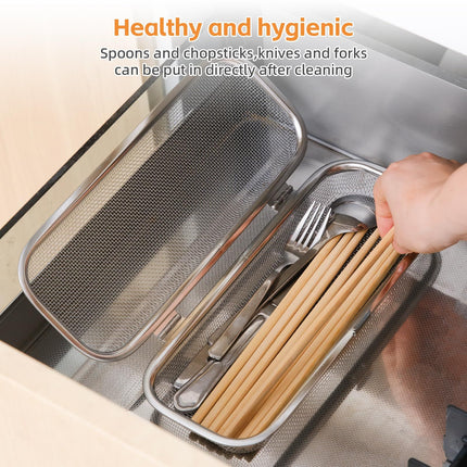Dishwasher Basket, Stainless Steel Dishwasher Silverware Basket, Replacement Utensil Rectangular Mesh Drain for Small Items