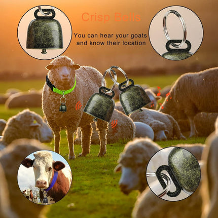 10 Pack Reflective Goat Collar with Crisp Bells,Adjustable Nylon Sheep Collar with Anti-Lost Grazing Copper Bell Quick-Release Buckle for Farm Livestock Goat Sheep Cow