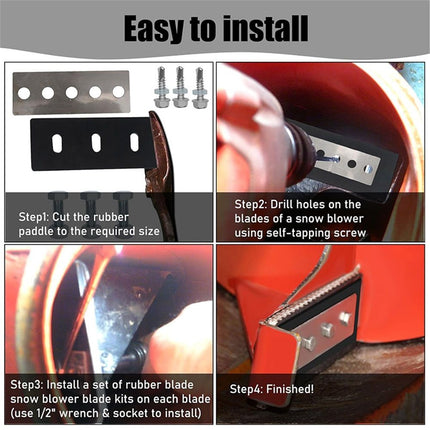 304 Stainless Snow Blower Impeller Modification/Rubber Ki, 3/8inch 3-Blade Universal - Modifies 2-Stage Machine Including Installation Hardware, Repeated and Use Durable in Various Conditions (3)