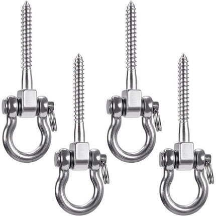 Heavy Duty 180° Swing Hangers, Stainless Steel Eye Screw Bracket,  Playground Yoga Hammock Rope Tire Web Chair Sandbag Punching Bag Porch Swing Sets (4 Pack)