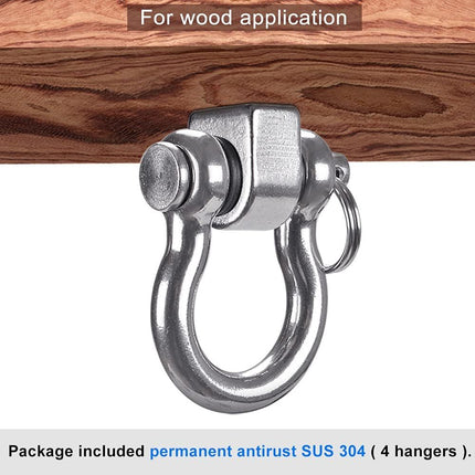 Heavy Duty 180° Swing Hangers, Stainless Steel Eye Screw Bracket,  Playground Yoga Hammock Rope Tire Web Chair Sandbag Punching Bag Porch Swing Sets (4 Pack)