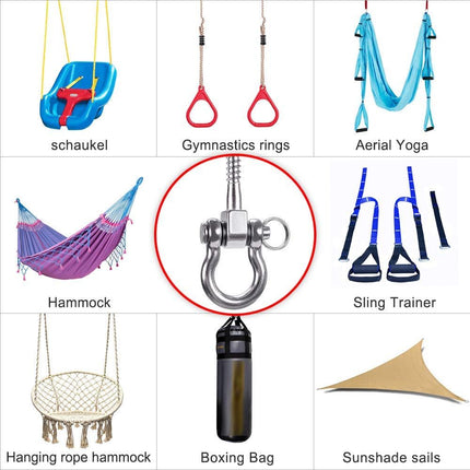 Heavy Duty 180° Swing Hangers, Stainless Steel Eye Screw Bracket,  Playground Yoga Hammock Rope Tire Web Chair Sandbag Punching Bag Porch Swing Sets (4 Pack)