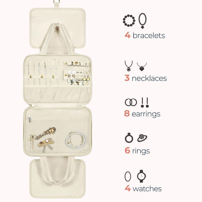 Toiletry Bag Hanging Travel Makeup Organizer Cosmetic Bag Makeup Bag for Full Sized Toiletries Large beige – product detail