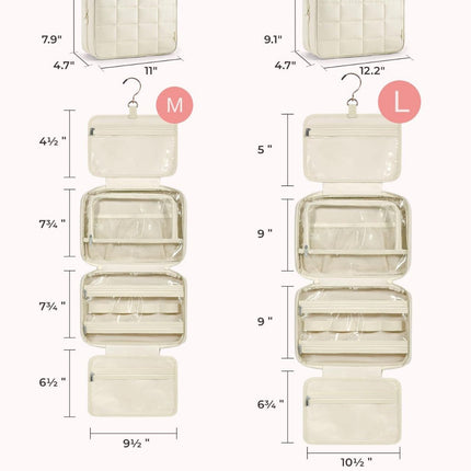Toiletry Bag Hanging Travel Makeup Organizer Cosmetic Bag Makeup Bag for Full Sized Toiletries, Large beige