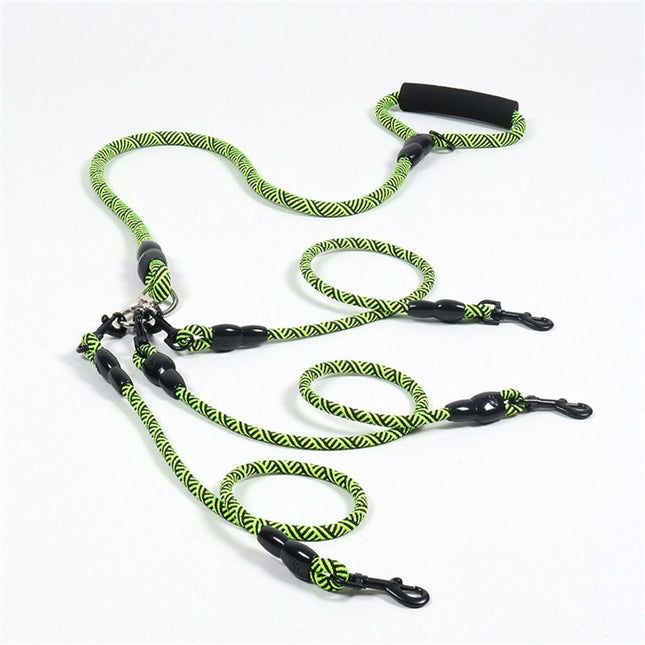 3 Dog Leash No Tangle Heavy Duty Splitter Coupler Reflective Strong Triple Multi Way Lead V1192-AZ-W-0946