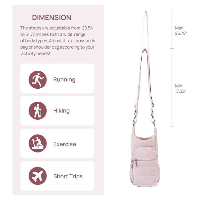 Water Bottle Holder Crossbody Bags for Women for Walking Hiking Cycling(pink)Tumbler with Handle Cup – product detail