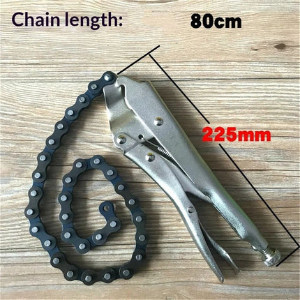 Locking Chain Clamp, Locking Chain Pliers with 80cm Chain, Quick Release，Heavy Duty Chain Vise Grip, Locking Chian Pliers Chain Vise Wrench for Any Shaped Objects