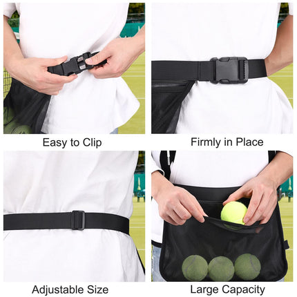 2pcs Adjustable tennis belt holder, waist bag, mesh hip bag holder, can hold 8 tennis or table tennis bags, golf bag（black）