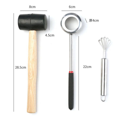 Coconut Opener Set for Young & Mature Coconuts by  |Coconut Tools for Meat Removal with Hammer & Stainless Steel Knife