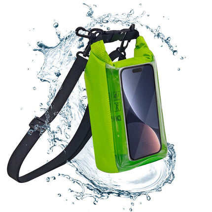 Waterproof Dry Bag, 2L - Roll Top Waterproof Pool Bag，Dry Bags for Kayaking Waterproof-/Phone Pouch,Large Waterproof Phone Pouch,（Green ）