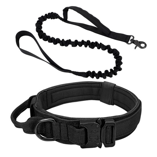 Dog Collar and Leash Set Heavy Duty Military Dog Collar with Handle and Metal Buckle for Medium and Large