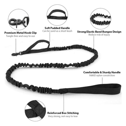Dog Collar and Leash Set Heavy Duty Military Dog Collar with Handle and Metal Buckle for Medium and Large Dogs (Black, L)
